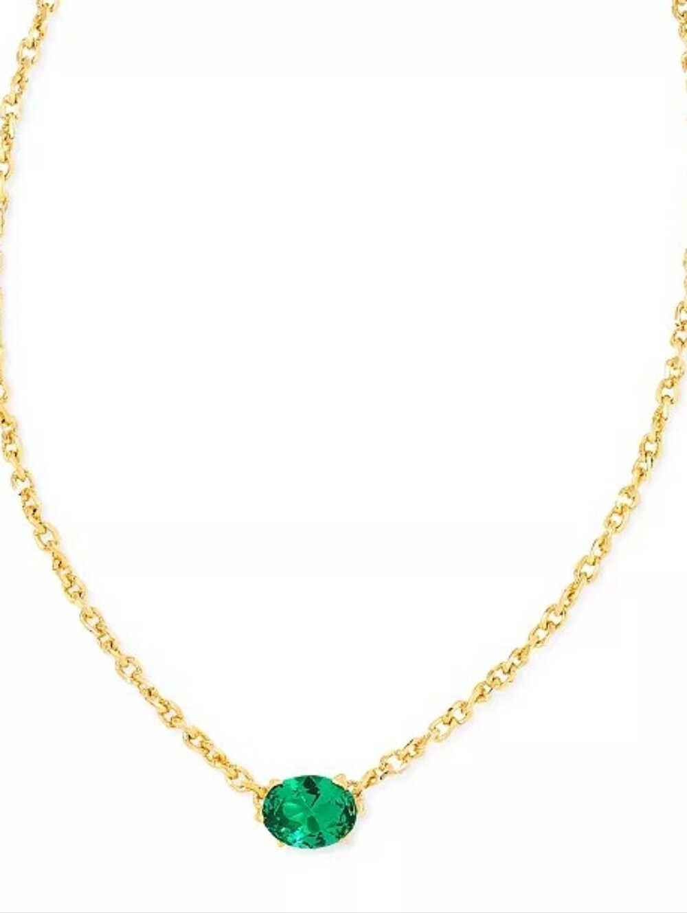 Kendra Scott Gold Chain Green Round Pendant Necklace EUC
